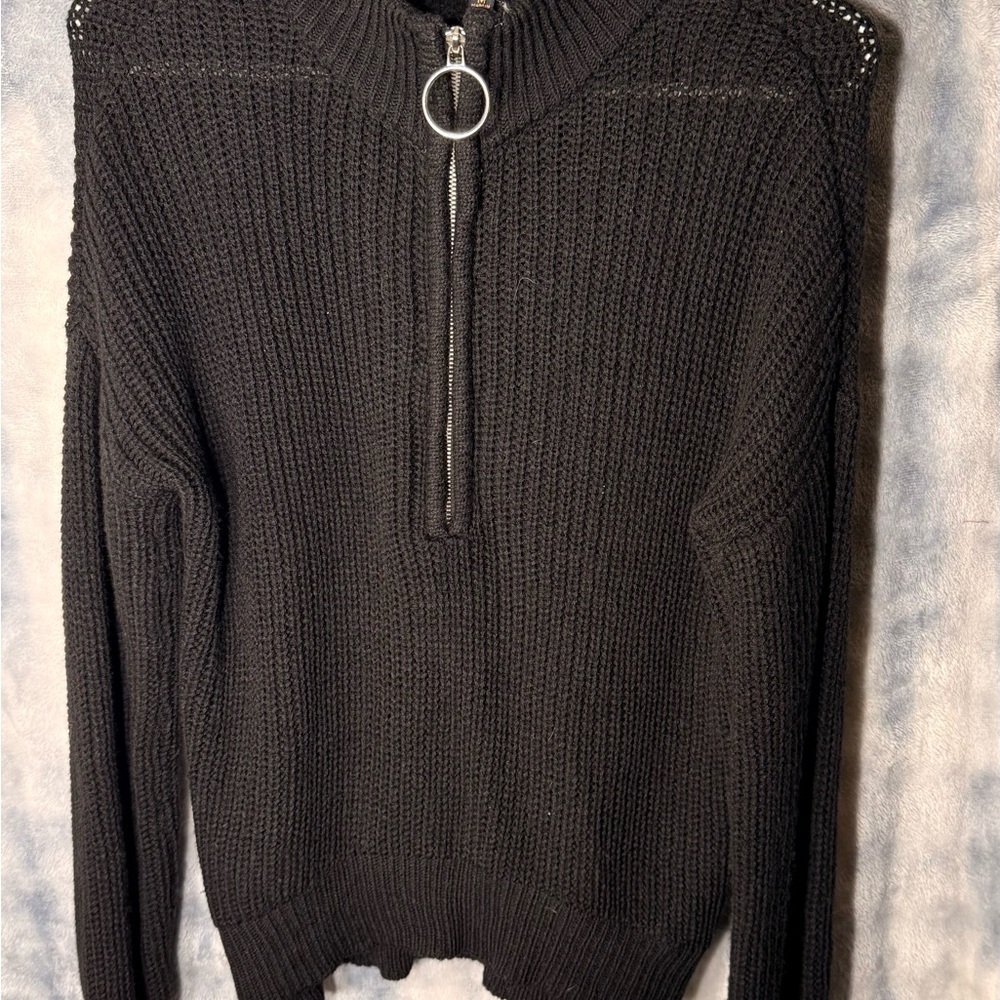 Almost Famous Black Ribbed Knit Sweater